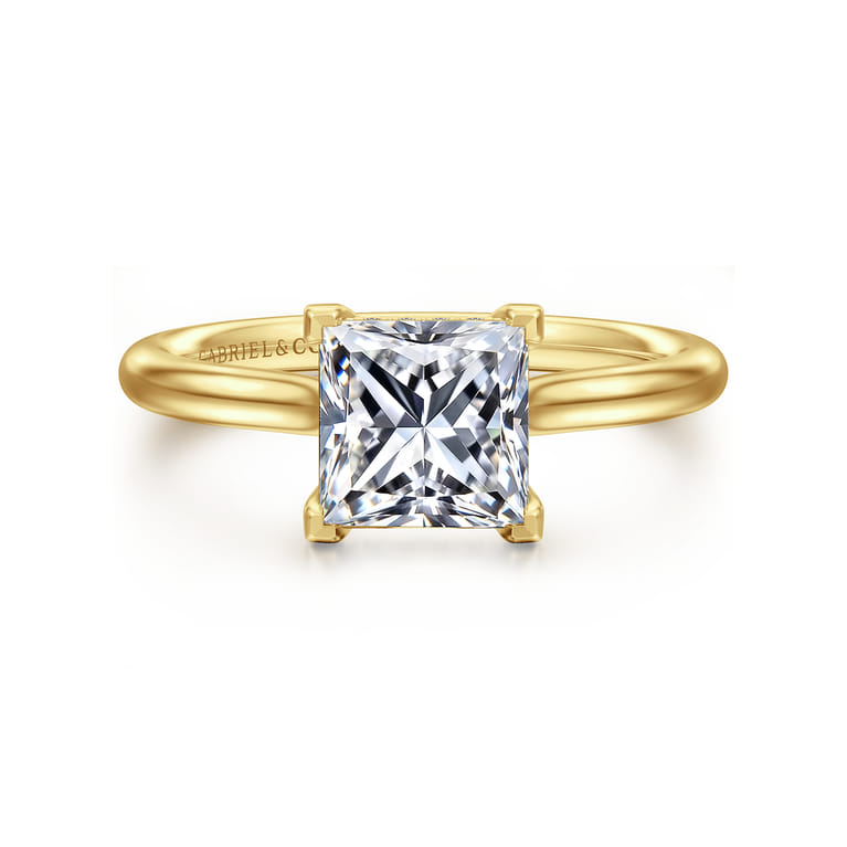 Badia - 14K Yellow Gold Princess Cut Solitaire Diamond Engagement Ring - 0.06 ct - Shot 1