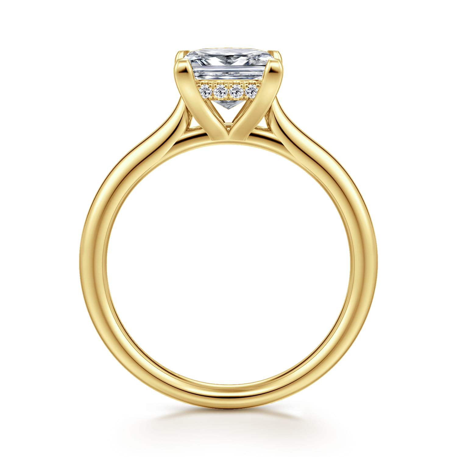 Badia - 14K Yellow Gold Princess Cut Solitaire Diamond Engagement Ring - 0.06 ct - Shot 2