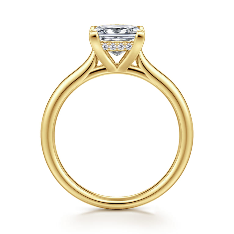 Badia - 14K Yellow Gold Princess Cut Solitaire Diamond Engagement Ring - 0.06 ct - Shot 2