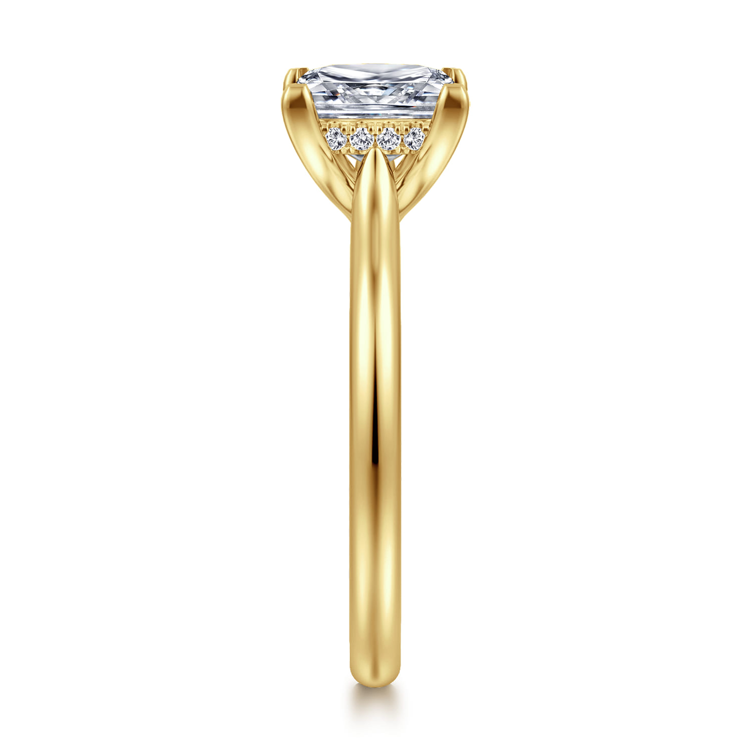 Badia - 14K Yellow Gold Princess Cut Solitaire Diamond Engagement Ring - 0.06 ct - Shot 4