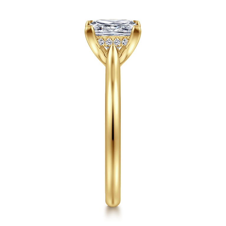 Badia - 14K Yellow Gold Princess Cut Solitaire Diamond Engagement Ring - 0.06 ct - Shot 4