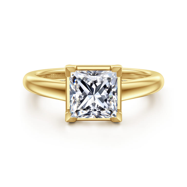 Geo - 14K Yellow Gold Princess Cut Diamond Engagement Ring - 0.16 ct - Shot 1