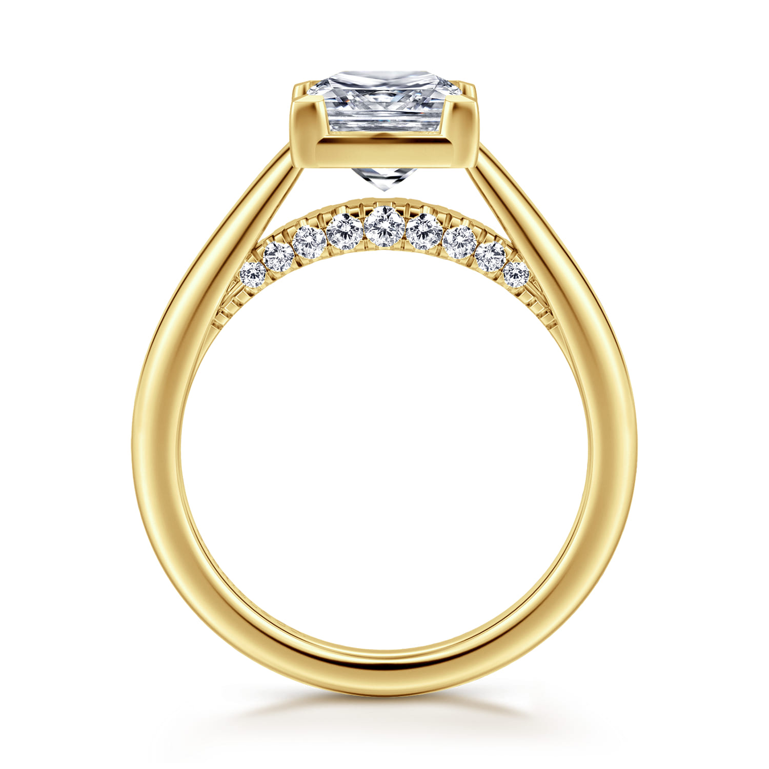 Geo - 14K Yellow Gold Princess Cut Diamond Engagement Ring - 0.16 ct - Shot 2