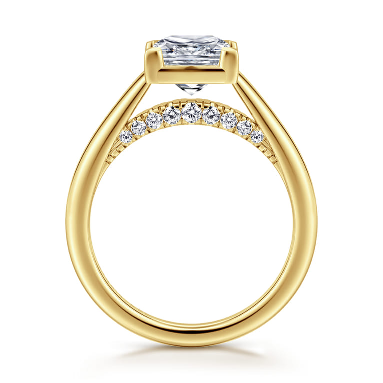 Geo - 14K Yellow Gold Princess Cut Diamond Engagement Ring - 0.16 ct - Shot 2