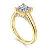Geo - 14K Yellow Gold Princess Cut Diamond Engagement Ring - 0.16 ct