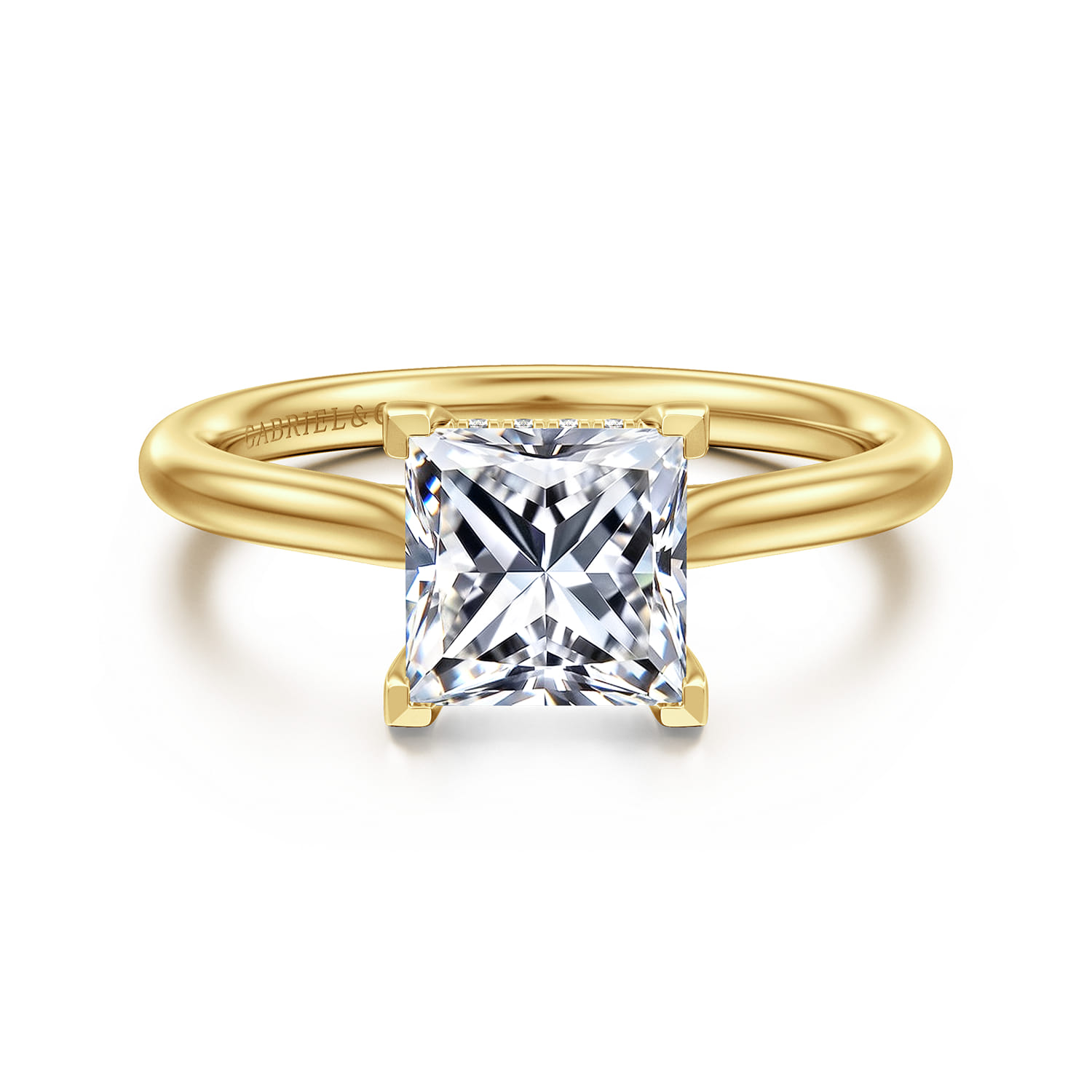 Azucena - 14K Yellow Gold Princess Cut Solitaire Diamond Engagement Ring - 0.06 ct - Shot 1