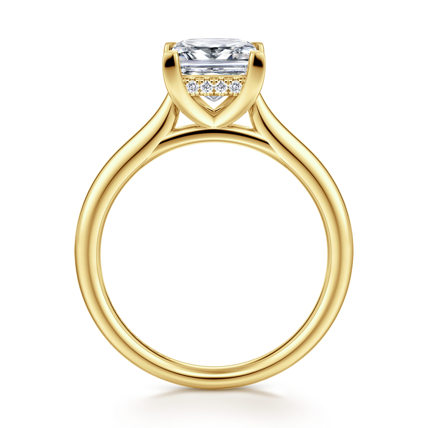 Azucena - 14K Yellow Gold Princess Cut Solitaire Diamond Engagement Ring - 0.06 ct - Shot 2