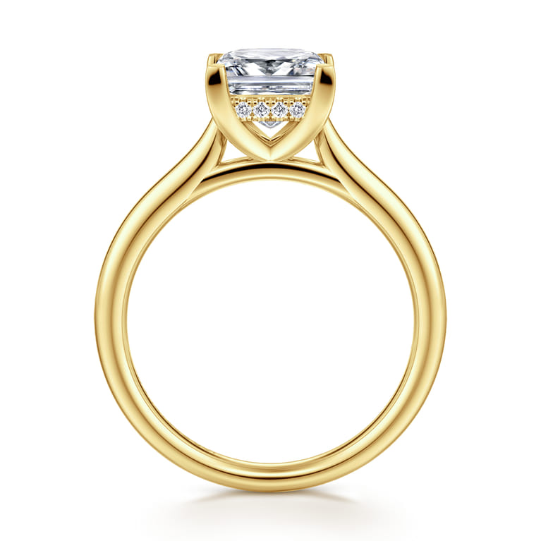 Azucena - 14K Yellow Gold Princess Cut Solitaire Diamond Engagement Ring - 0.06 ct - Shot 2