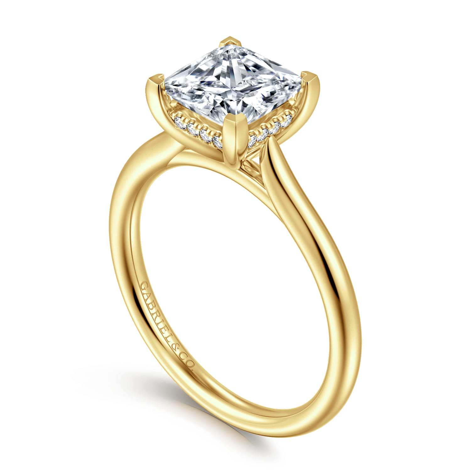 Azucena - 14K Yellow Gold Princess Cut Solitaire Diamond Engagement Ring - 0.06 ct - Shot 3