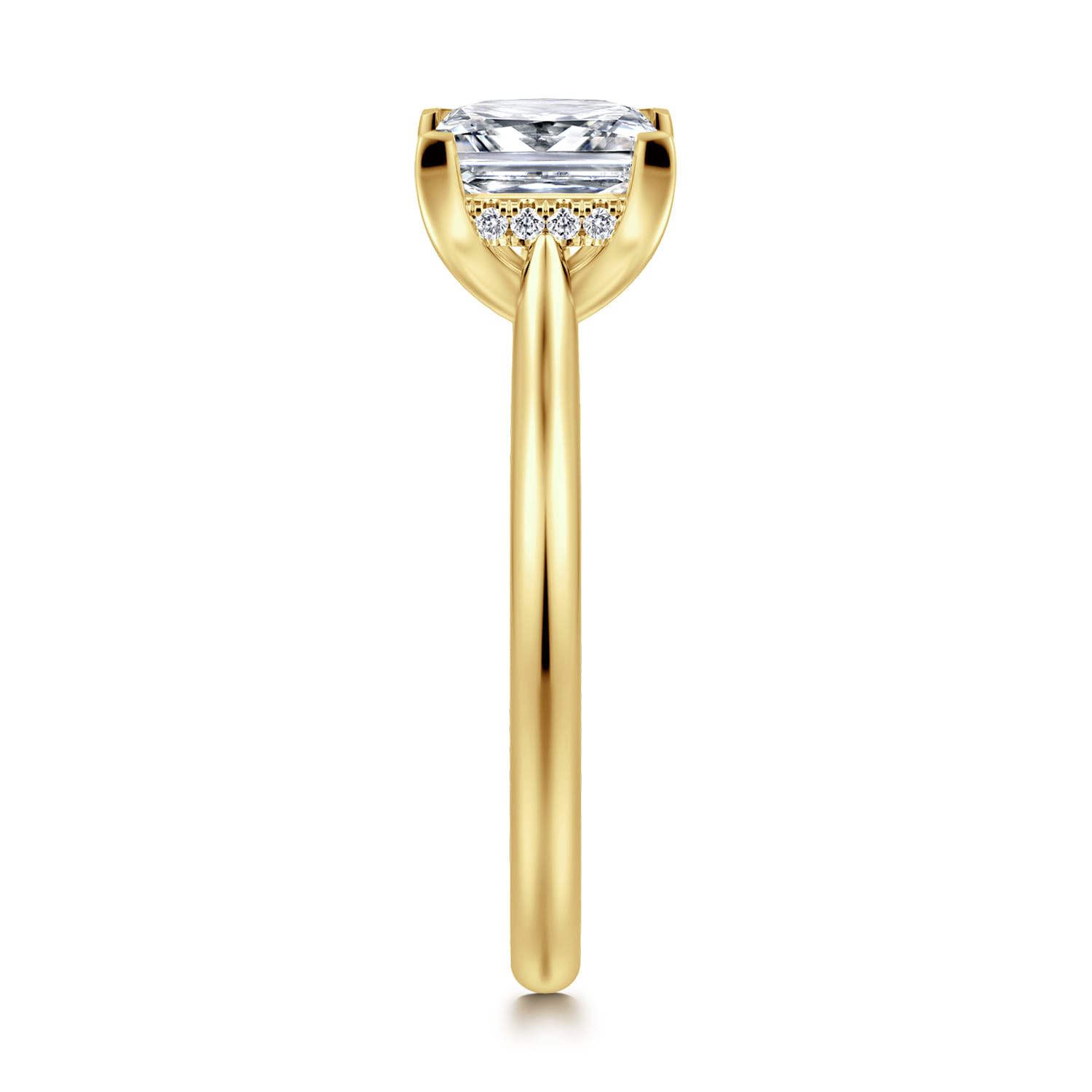 Azucena - 14K Yellow Gold Princess Cut Solitaire Diamond Engagement Ring - 0.06 ct - Shot 4