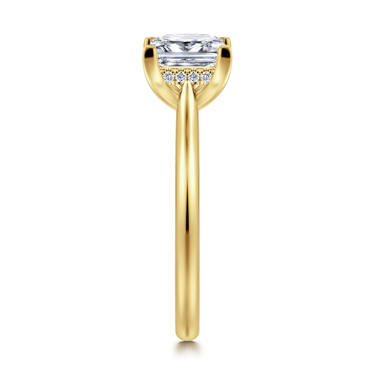 Azucena - 14K Yellow Gold Princess Cut Solitaire Diamond Engagement Ring - 0.06 ct - Shot 4