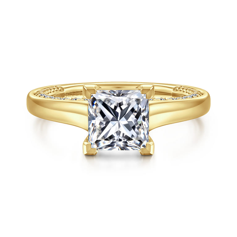 Rosey - 14K Yellow Gold Princess Cut Diamond Engagement Ring - 0.35 ct - Shot 1