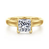 Villa - 14K Yellow Gold Half Bezel Princess Cut Diamond Engagement Ring - 0.1 ct