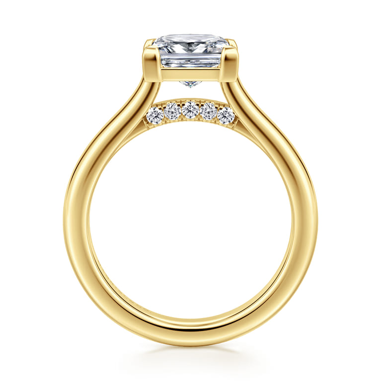 Villa - 14K Yellow Gold Half Bezel Princess Cut Diamond Engagement Ring - 0.1 ct - Shot 2