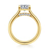 Villa - 14K Yellow Gold Half Bezel Princess Cut Diamond Engagement Ring - 0.1 ct