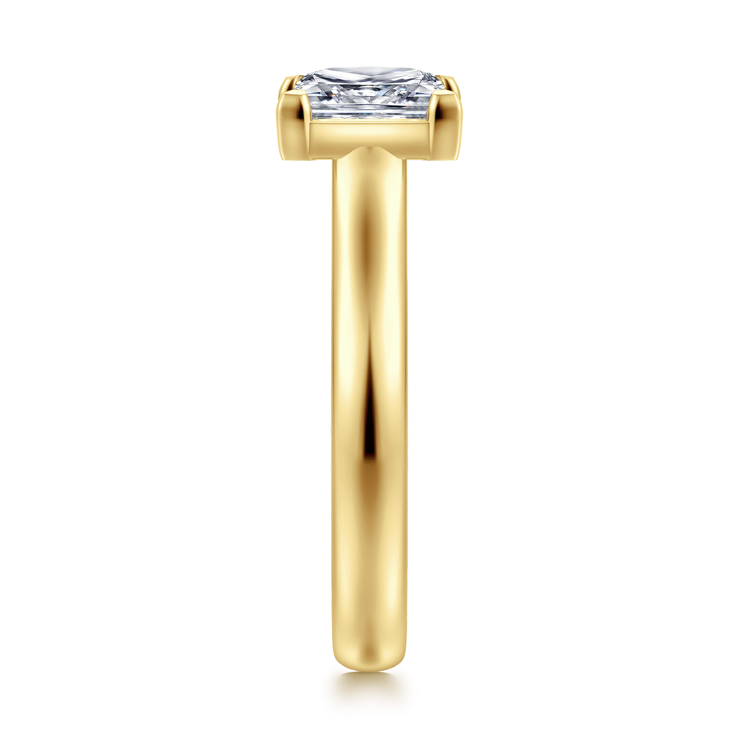 Villa - 14K Yellow Gold Half Bezel Princess Cut Diamond Engagement Ring - 0.1 ct - Shot 4