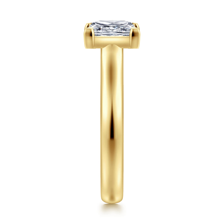 Villa - 14K Yellow Gold Half Bezel Princess Cut Diamond Engagement Ring - 0.1 ct - Shot 4