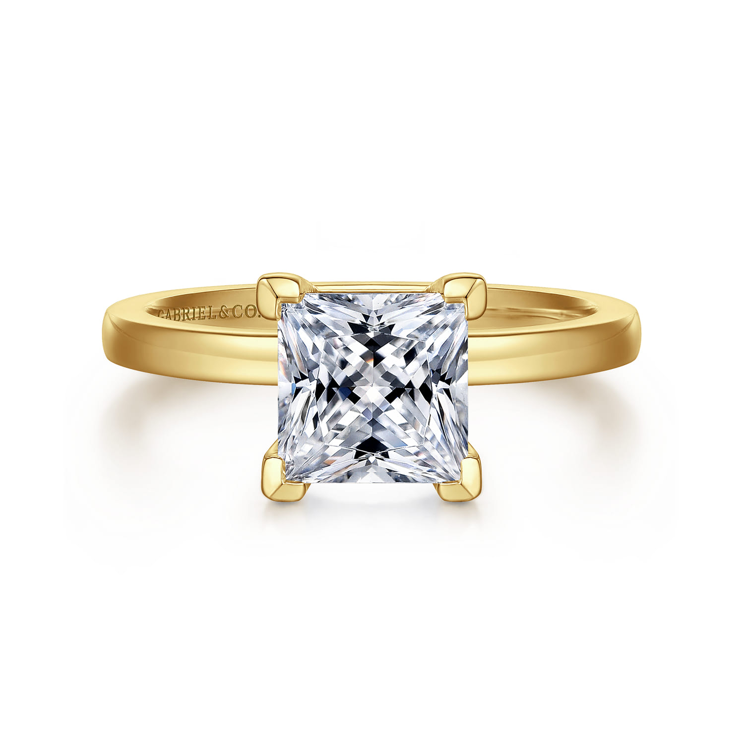 Paula - 14K Yellow Gold Princess Cut Diamond Engagement Ring - Shot 1