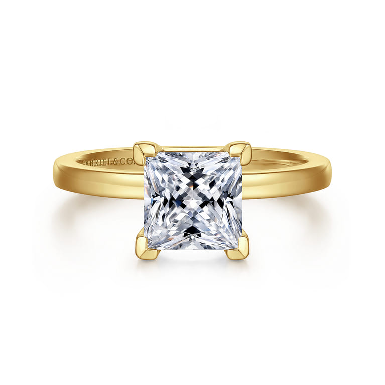 Paula - 14K Yellow Gold Princess Cut Diamond Engagement Ring - Shot 1