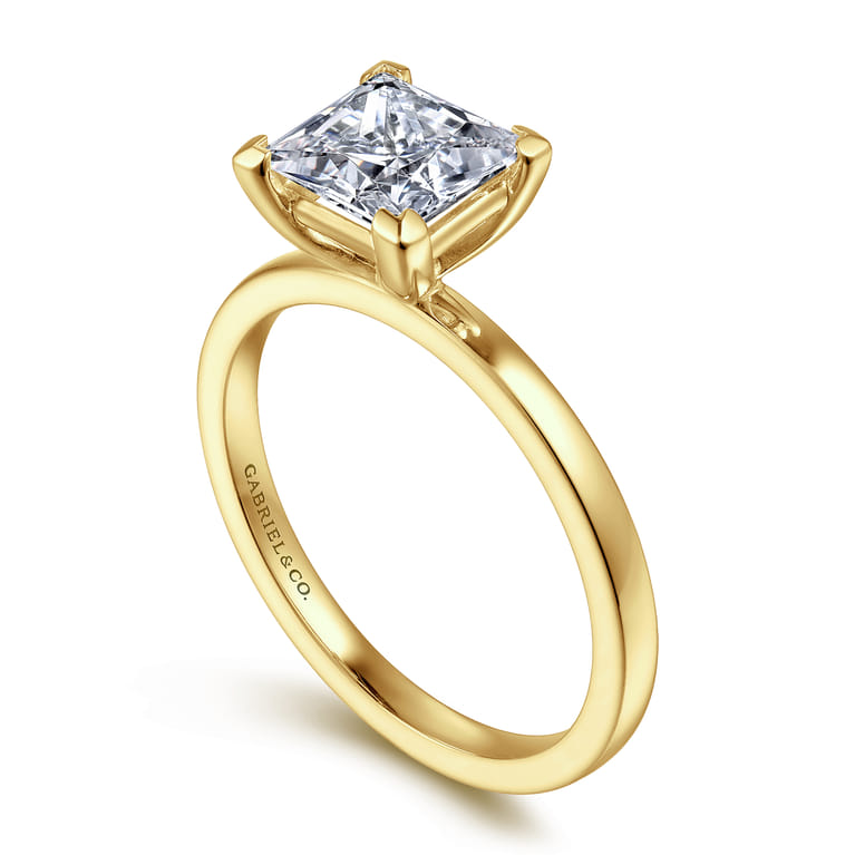 Paula - 14K Yellow Gold Princess Cut Diamond Engagement Ring - Shot 3