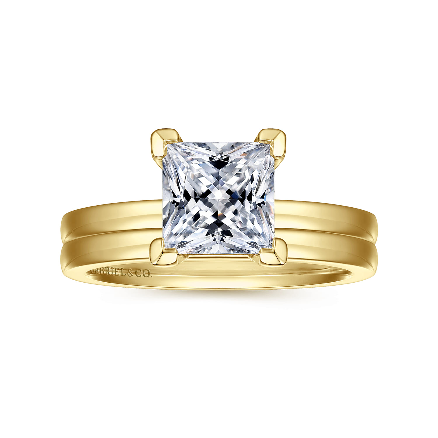 Paula - 14K Yellow Gold Princess Cut Diamond Engagement Ring - Shot 4