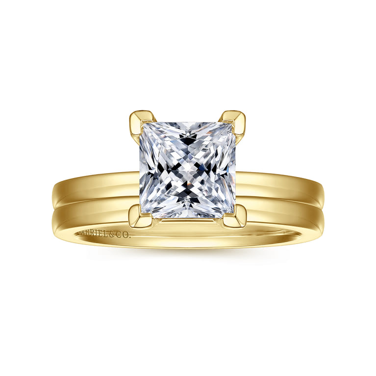 Paula - 14K Yellow Gold Princess Cut Diamond Engagement Ring - Shot 4