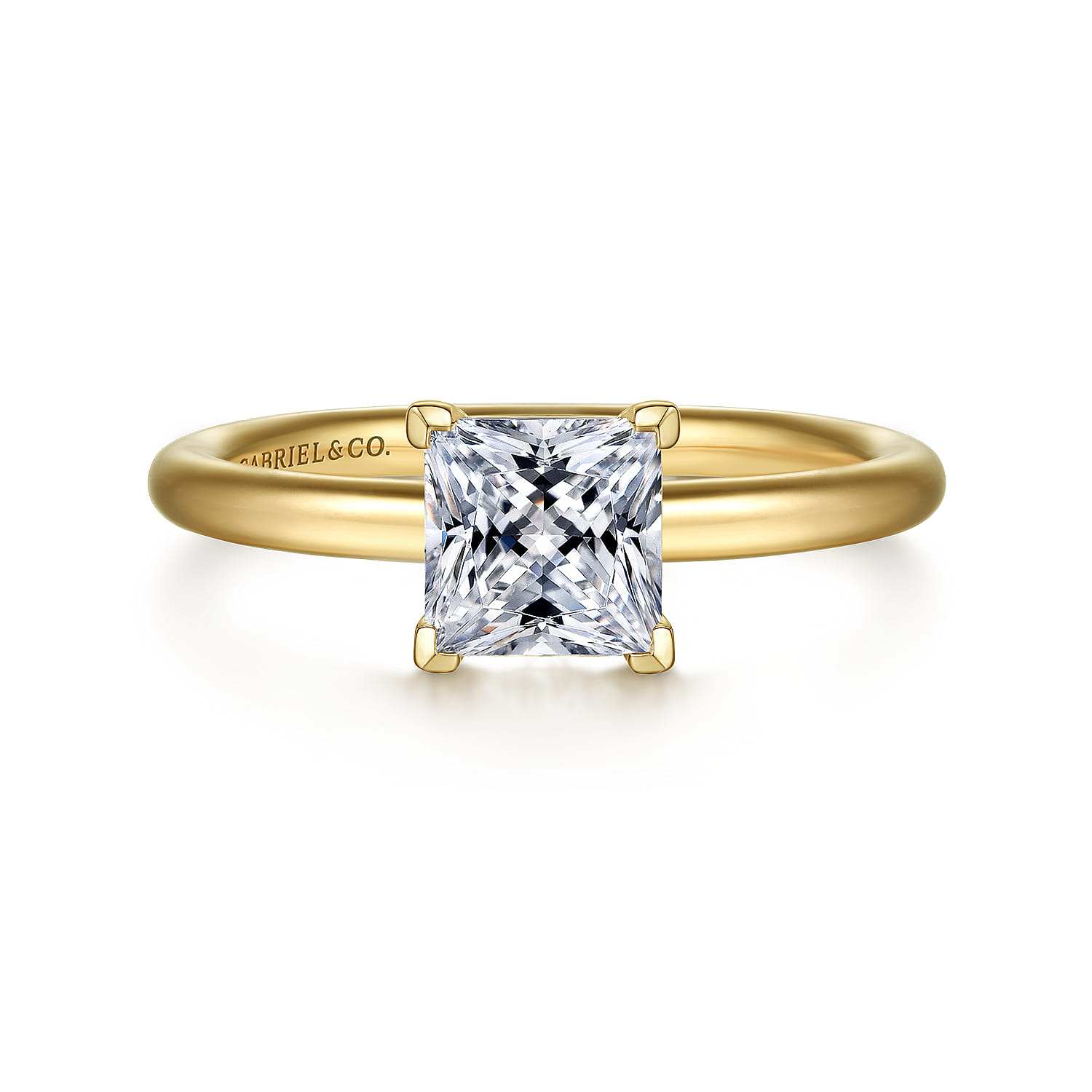 Lark - 14K Yellow Gold Princess Cut Solitaire Engagement Ring - Shot 1