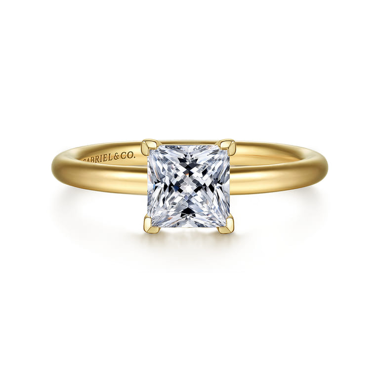 Lark - 14K Yellow Gold Princess Cut Solitaire Engagement Ring - Shot 1