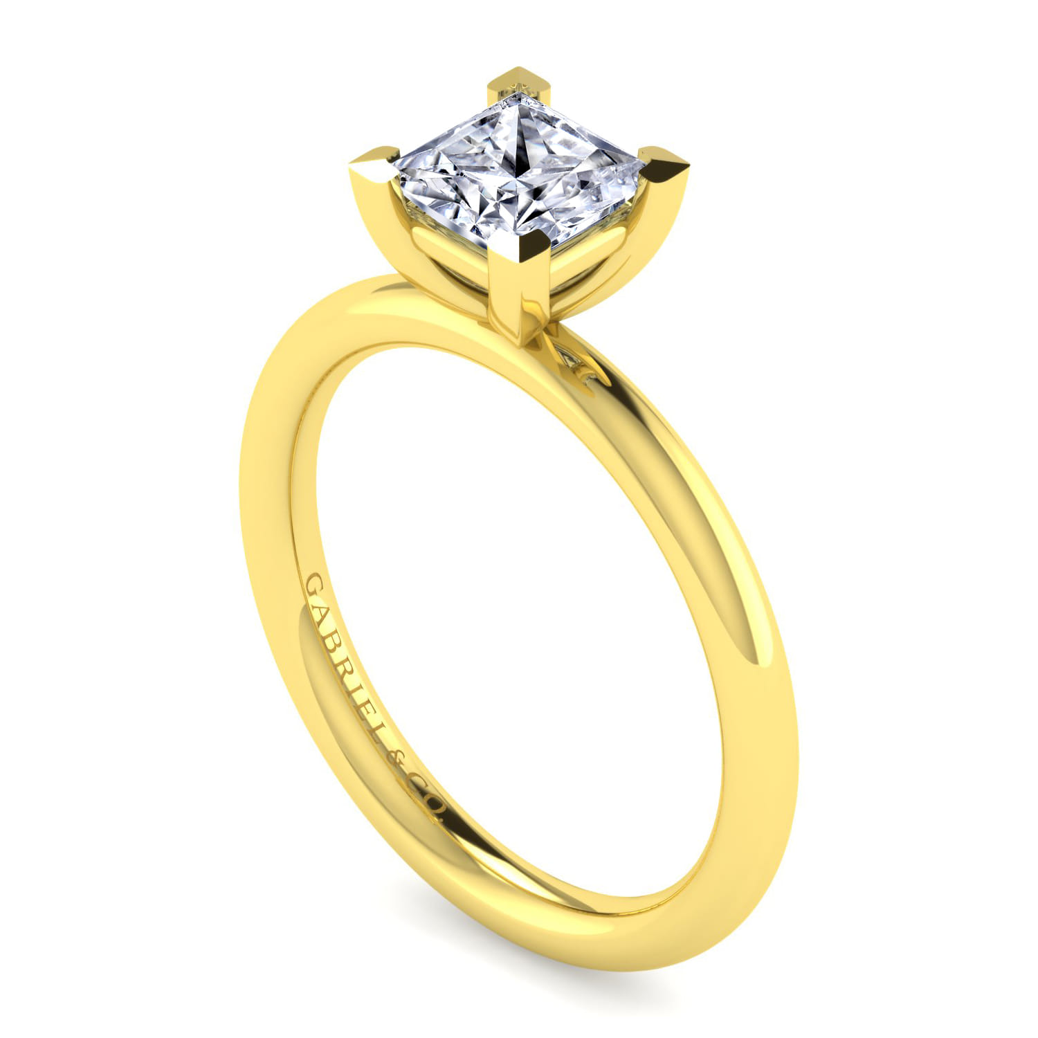 Lark - 14K Yellow Gold Princess Cut Solitaire Engagement Ring - Shot 3