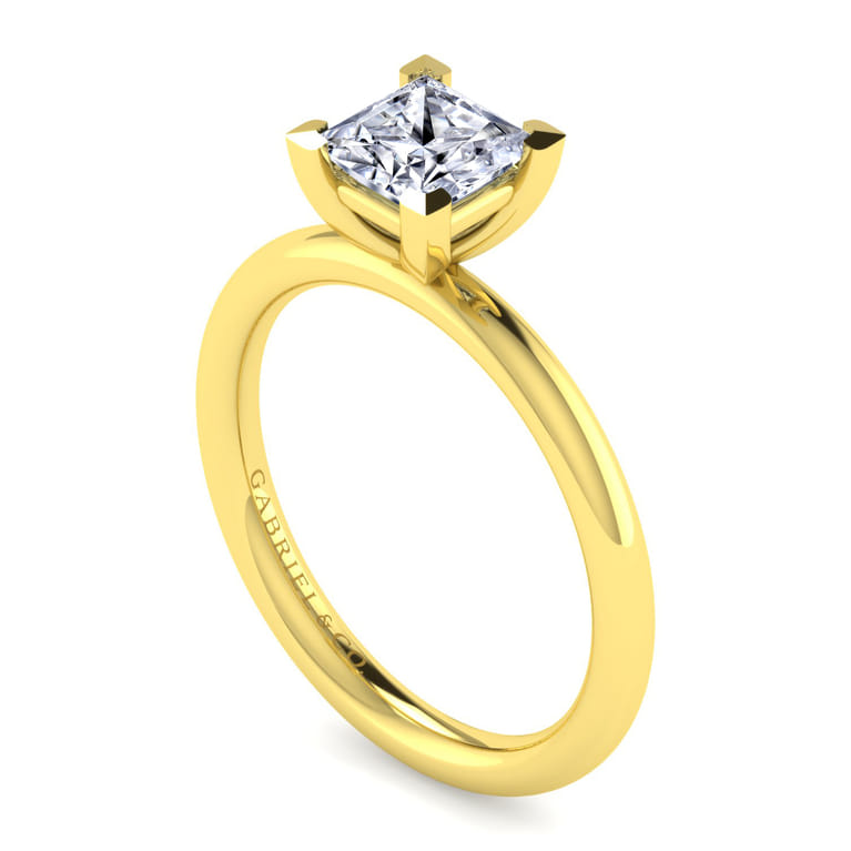 Lark - 14K Yellow Gold Princess Cut Solitaire Engagement Ring - Shot 3