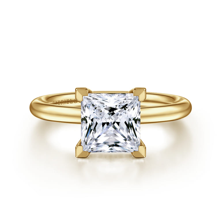 Lark - 14K Yellow Gold Princess Cut Solitaire Engagement Ring - Shot 1