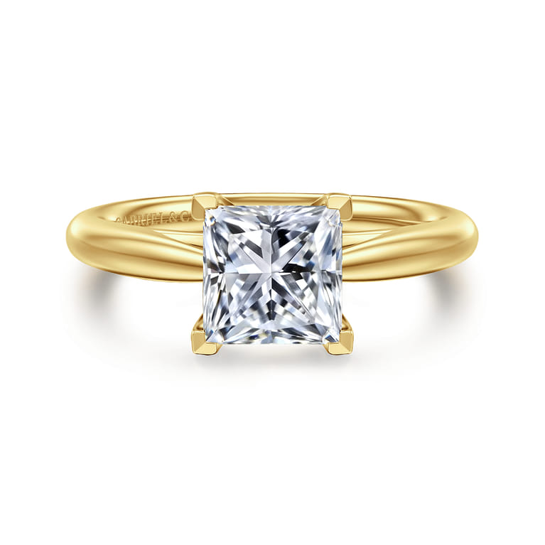 Bambi - 14K Yellow Gold Princess Cut Diamond Engagement Ring - Shot 1