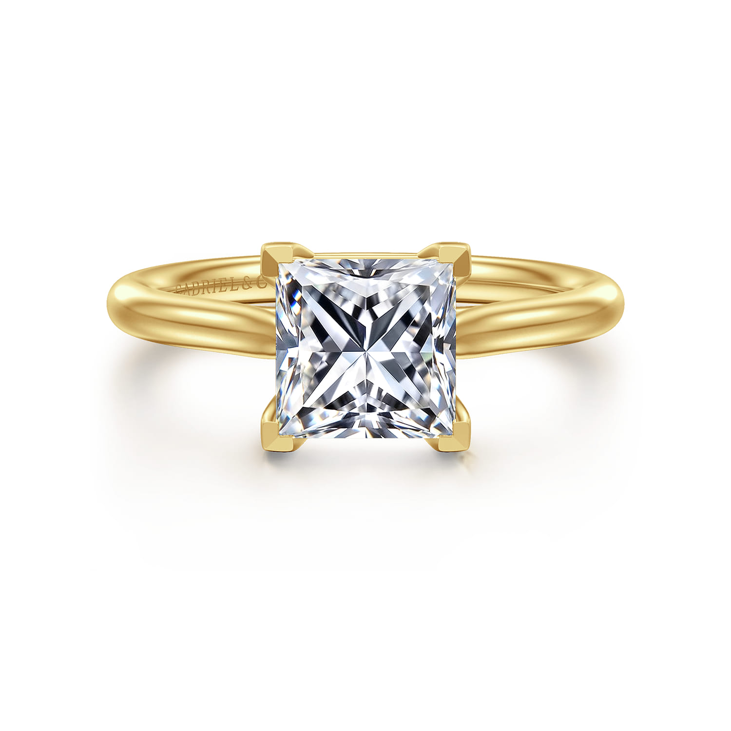 Bena - 14K Yellow Gold Princess Cut Solitaire Diamond Engagement Ring - Shot 1