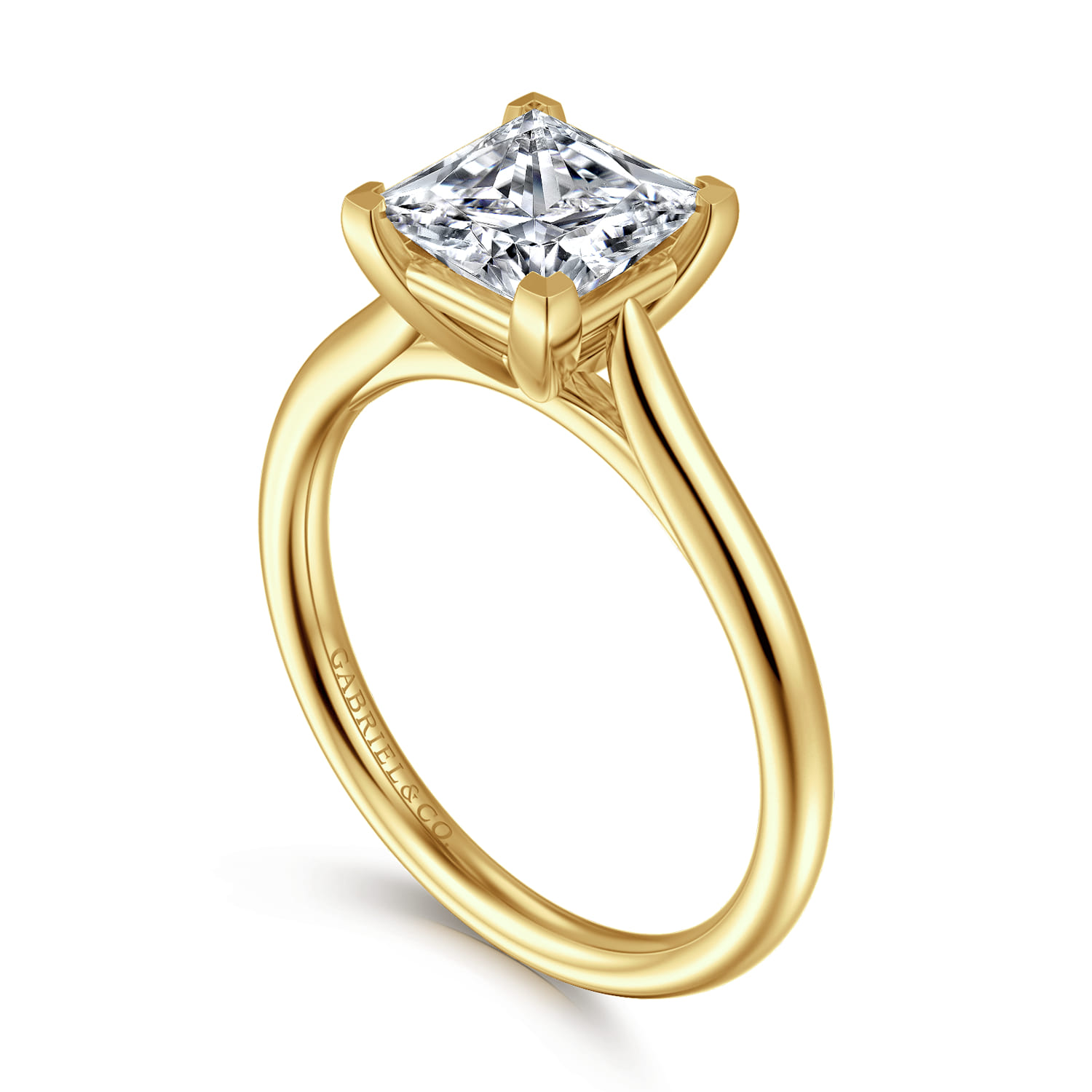 Bena - 14K Yellow Gold Princess Cut Solitaire Diamond Engagement Ring - Shot 3