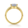 Bara - 14K Yellow Gold Half Bezel East West Princess Cut Diamond Engagement Ring