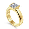 Bara - 14K Yellow Gold Half Bezel East West Princess Cut Diamond Engagement Ring