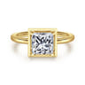 Linen - 14K Yellow Gold Bezel Prong Princess Cut Diamond Engagement Ring