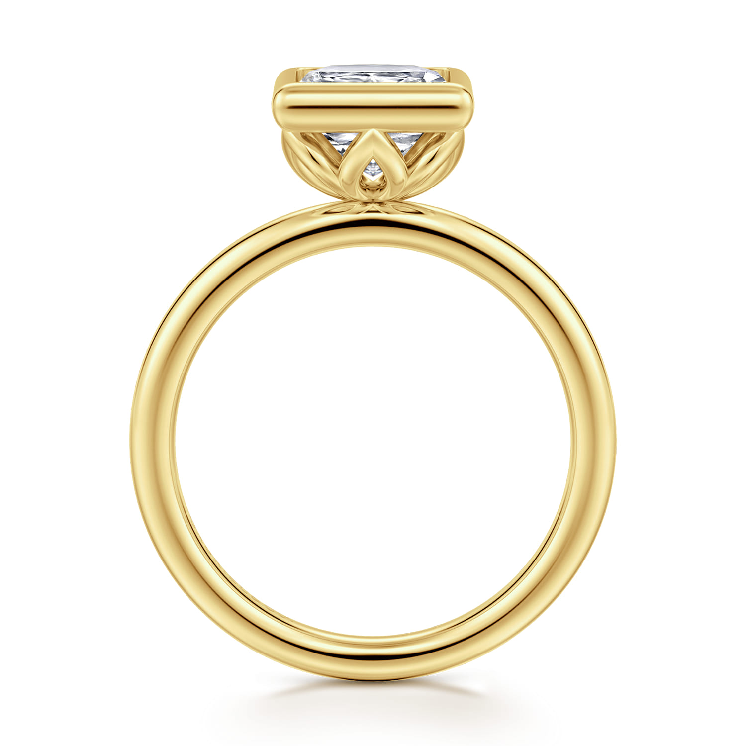 Linny - 14K Yellow Gold Princess Cut Bezel Set Diamond Engagement Ring - Shot 2