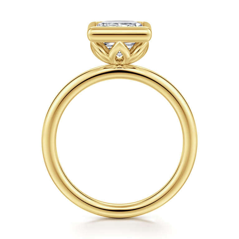 Linny - 14K Yellow Gold Princess Cut Bezel Set Diamond Engagement Ring - Shot 2