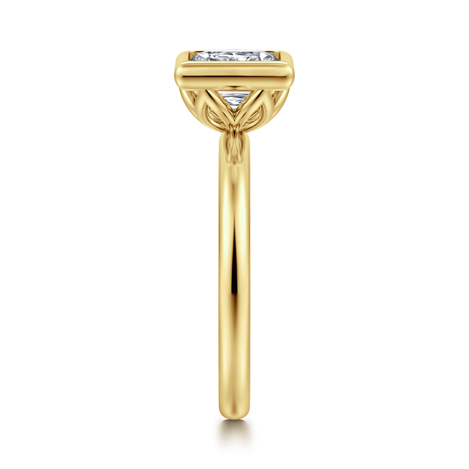 Linny - 14K Yellow Gold Princess Cut Bezel Set Diamond Engagement Ring - Shot 4