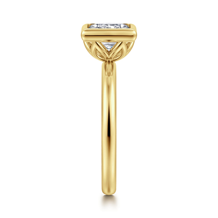 Linny - 14K Yellow Gold Princess Cut Bezel Set Diamond Engagement Ring - Shot 4