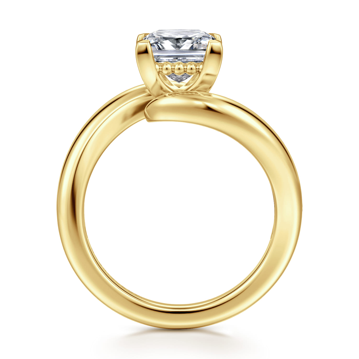 Bettie - 14K Yellow Gold Bypass Princess Cut Diamond Engagement Ring - Shot 2