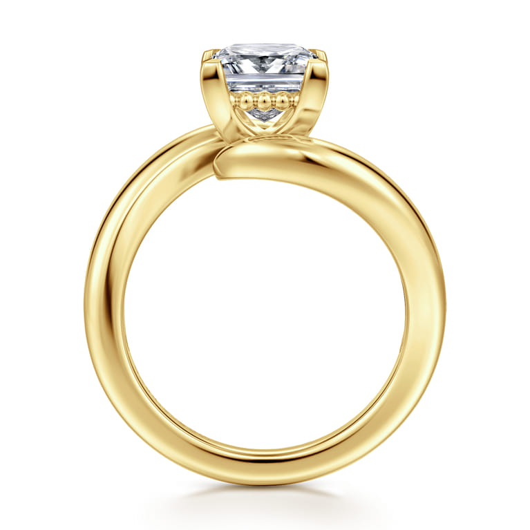 Bettie - 14K Yellow Gold Bypass Princess Cut Diamond Engagement Ring - Shot 2