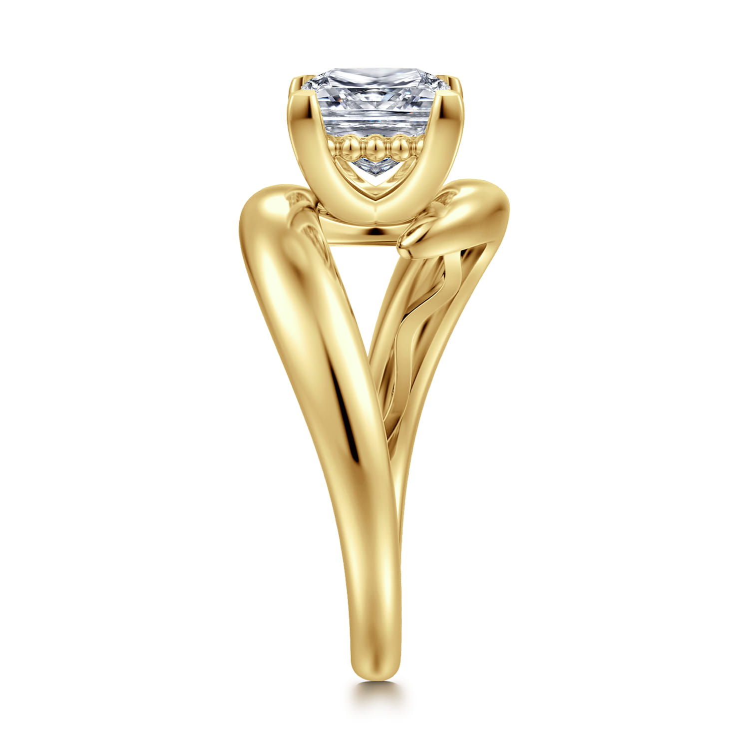 Bettie - 14K Yellow Gold Bypass Princess Cut Diamond Engagement Ring - Shot 4