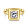 Pauline - 14K Yellow Gold Bezel Set Princess Cut Diamond Engagement Ring