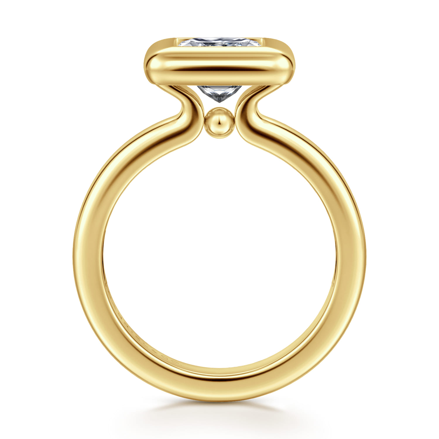 Pauline - 14K Yellow Gold Bezel Set Princess Cut Diamond Engagement Ring - Shot 2