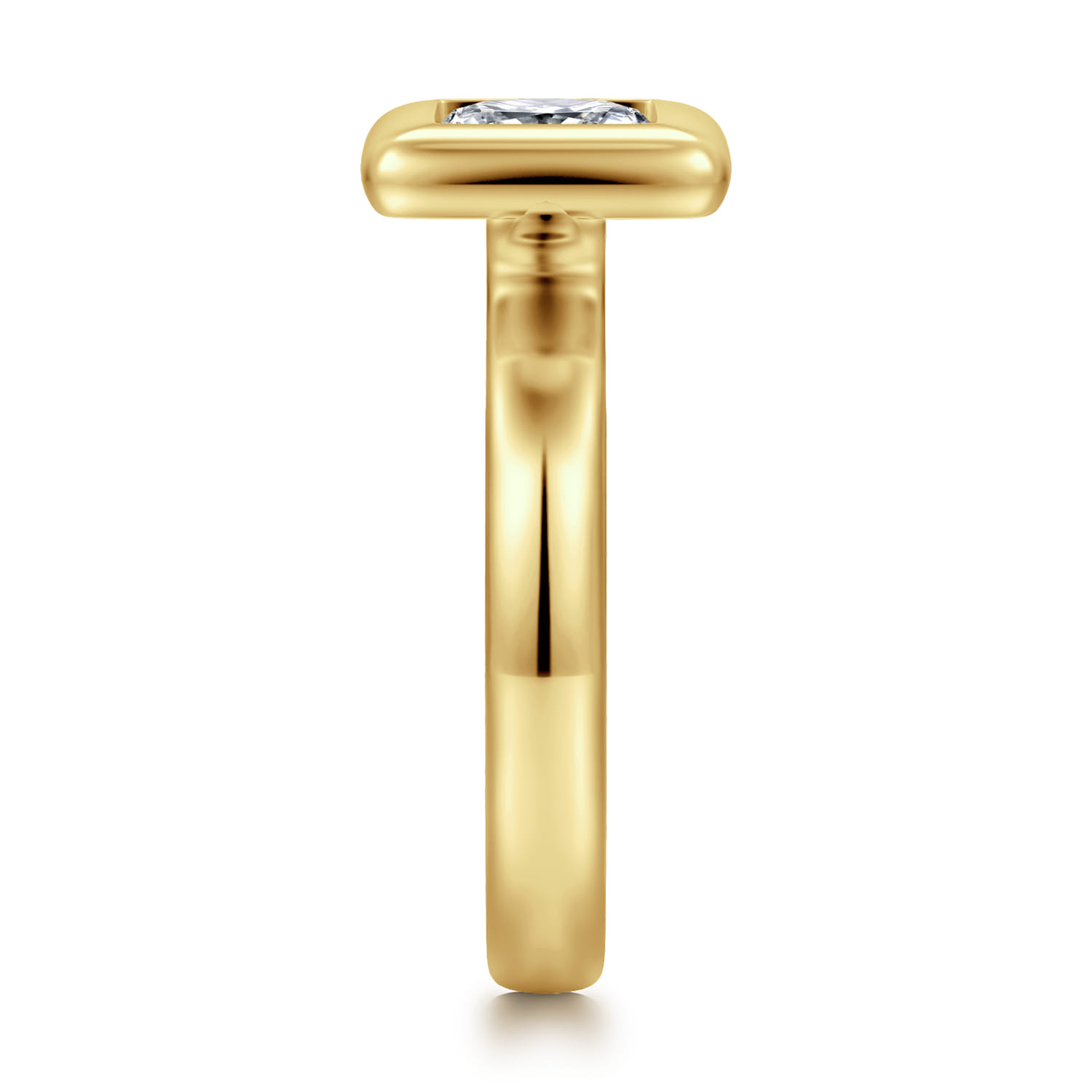 Pauline - 14K Yellow Gold Bezel Set Princess Cut Diamond Engagement Ring - Shot 3