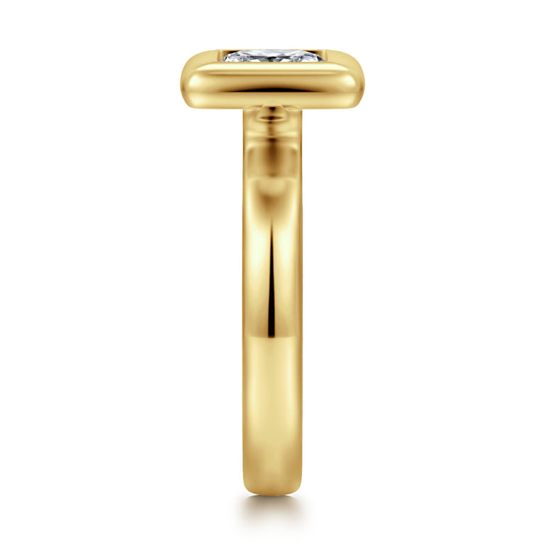 Pauline - 14K Yellow Gold Bezel Set Princess Cut Diamond Engagement Ring - Shot 3