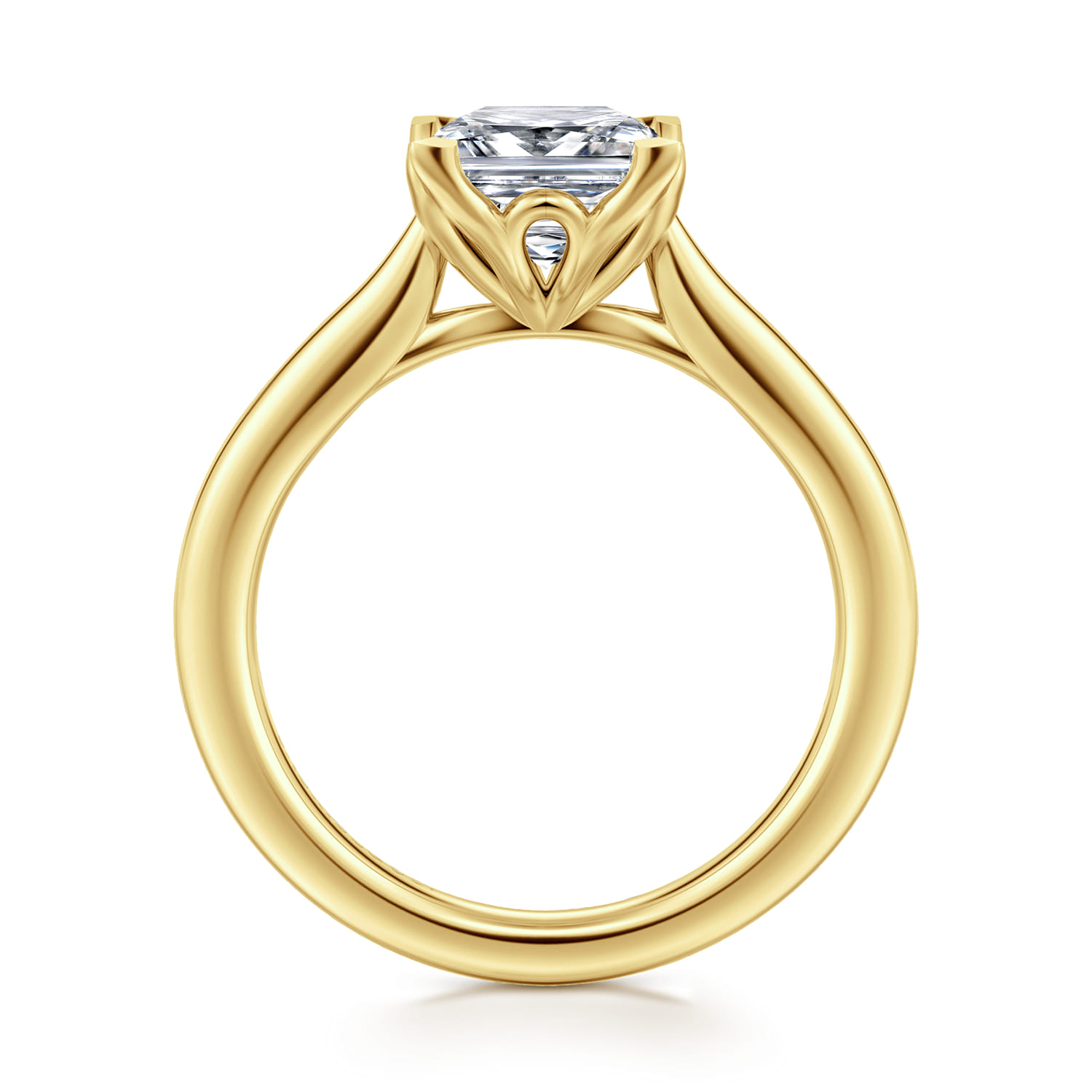 Nola - 14K Yellow Gold Princess Cut Lotus Diamond Engagement Ring - Shot 2