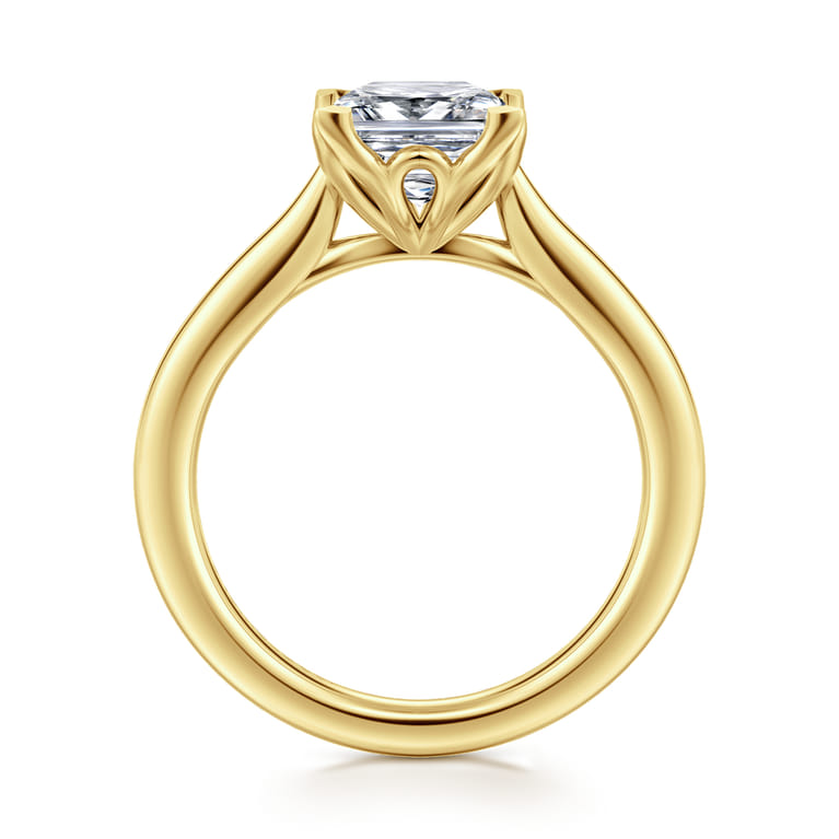 Nola - 14K Yellow Gold Princess Cut Lotus Diamond Engagement Ring - Shot 2
